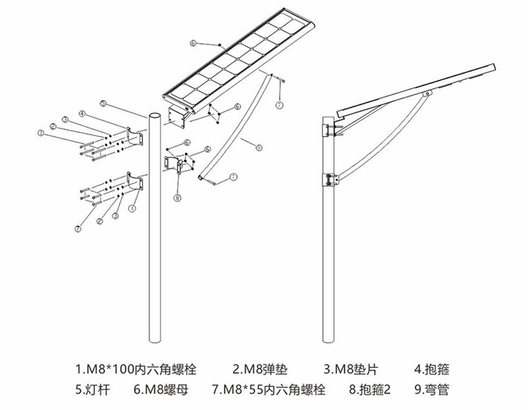 花季传媒APP下载安装照明一体化太阳能路灯安装示意图