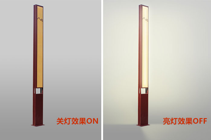 QDJGDZ-034特色新中式仿云石庭院花季视频黄柱关灯与亮灯效果实拍